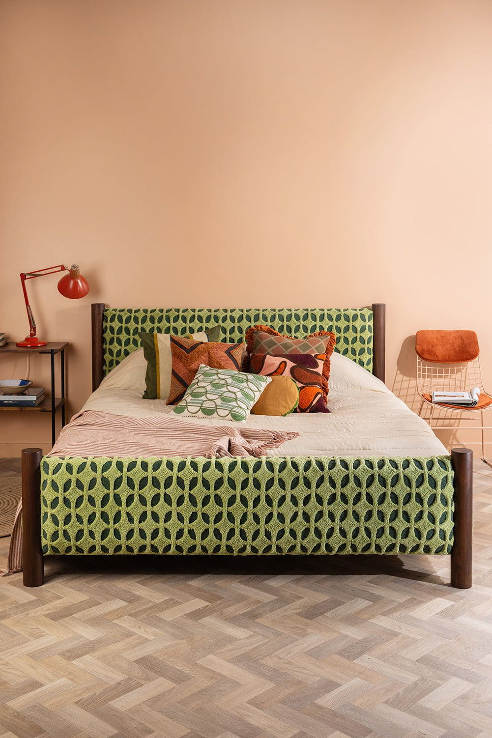 Ian Snow Ltd Artus Acacia Wood Super King Bed with Greenwich Upholstery