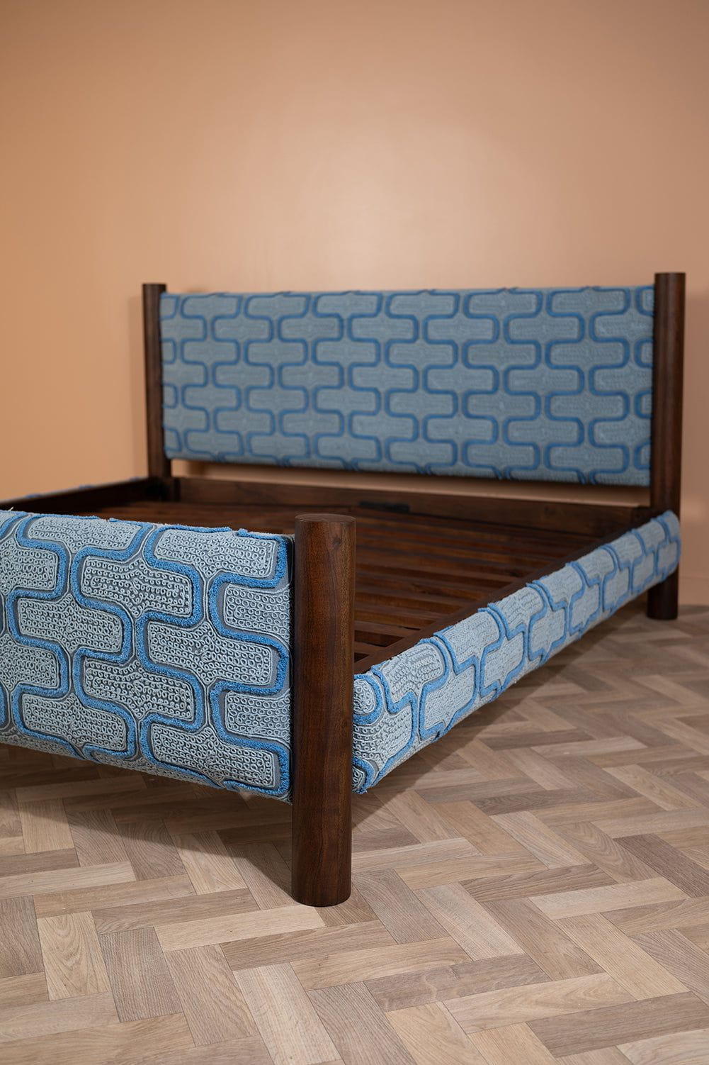 Ian Snow Ltd Artus Acacia Wood Super King Bed with Hudson Upholstery