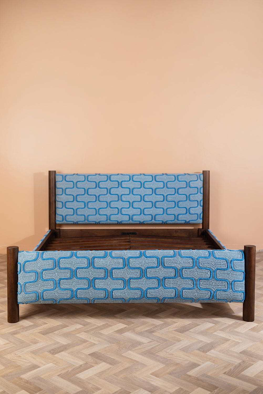 Ian Snow Ltd Artus Acacia Wood Super King Bed with Hudson Upholstery