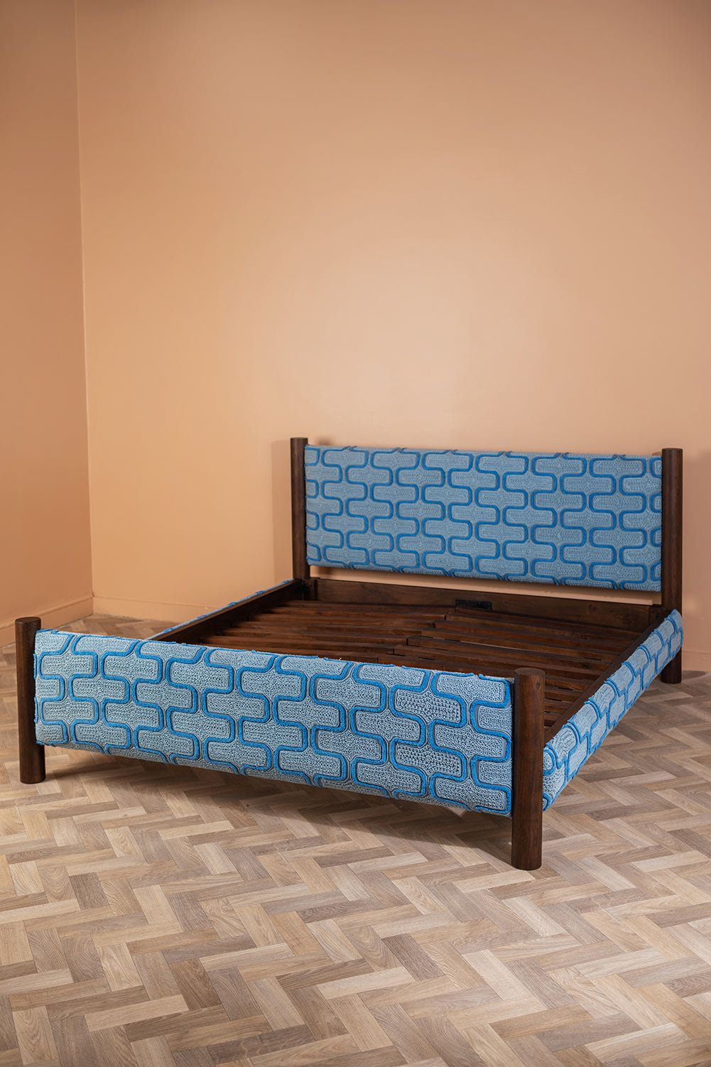 Ian Snow Ltd Artus Acacia Wood Super King Bed with Hudson Upholstery