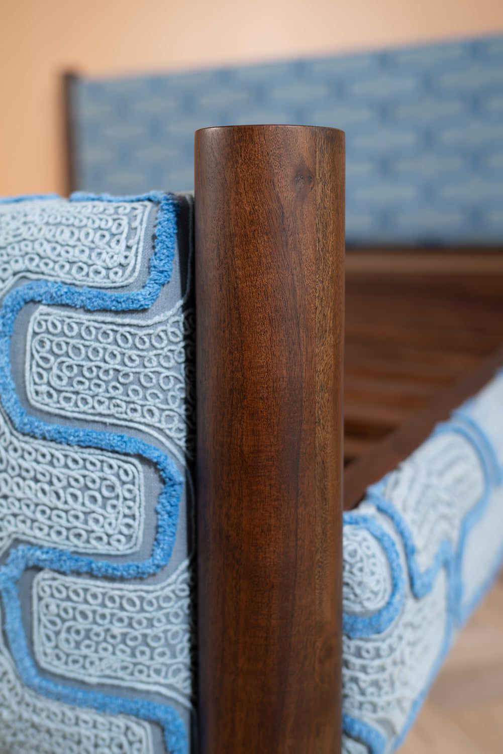 Ian Snow Ltd Artus Acacia Wood Super King Bed with Hudson Upholstery