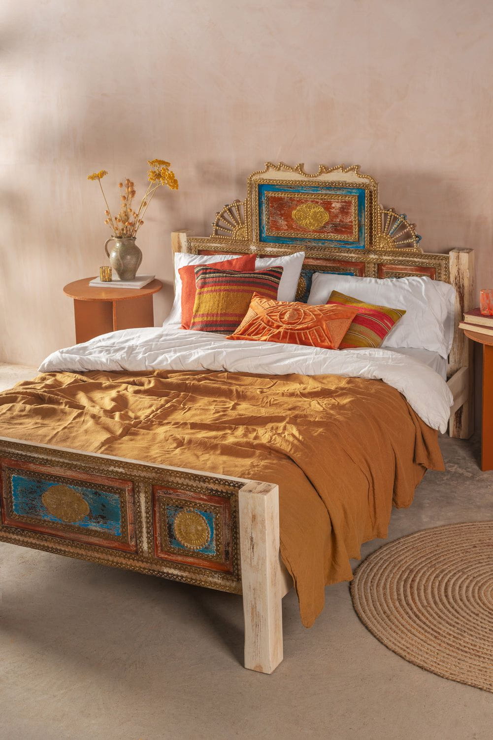 Ian Snow Ltd Bohemian Carved Bed with Vintage Finish
