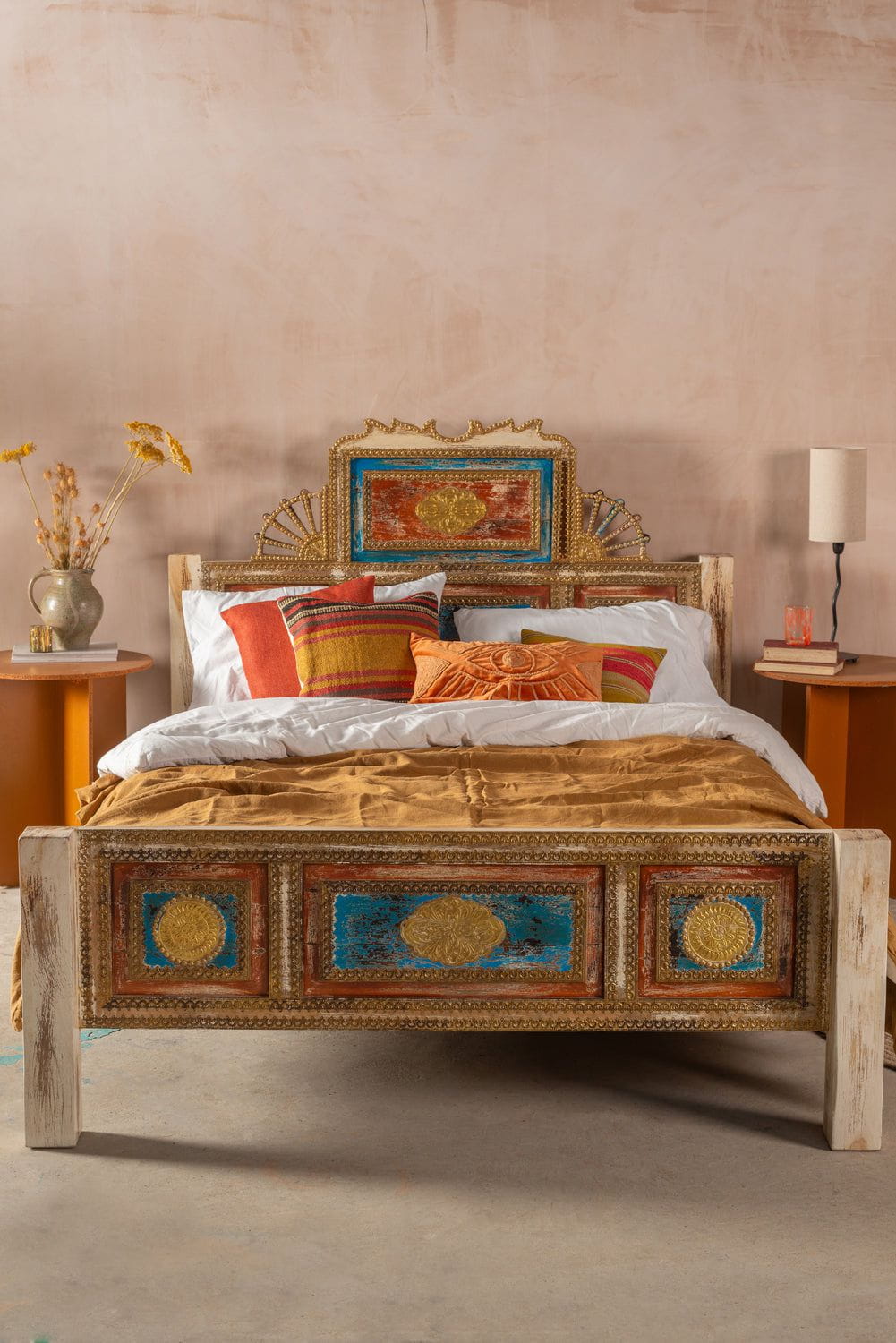 Ian Snow Ltd Bohemian Carved Bed with Vintage Finish