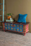 Ian Snow Ltd Blue Painted Trunk made from New and Reclaimed Wood with a Metal Trim