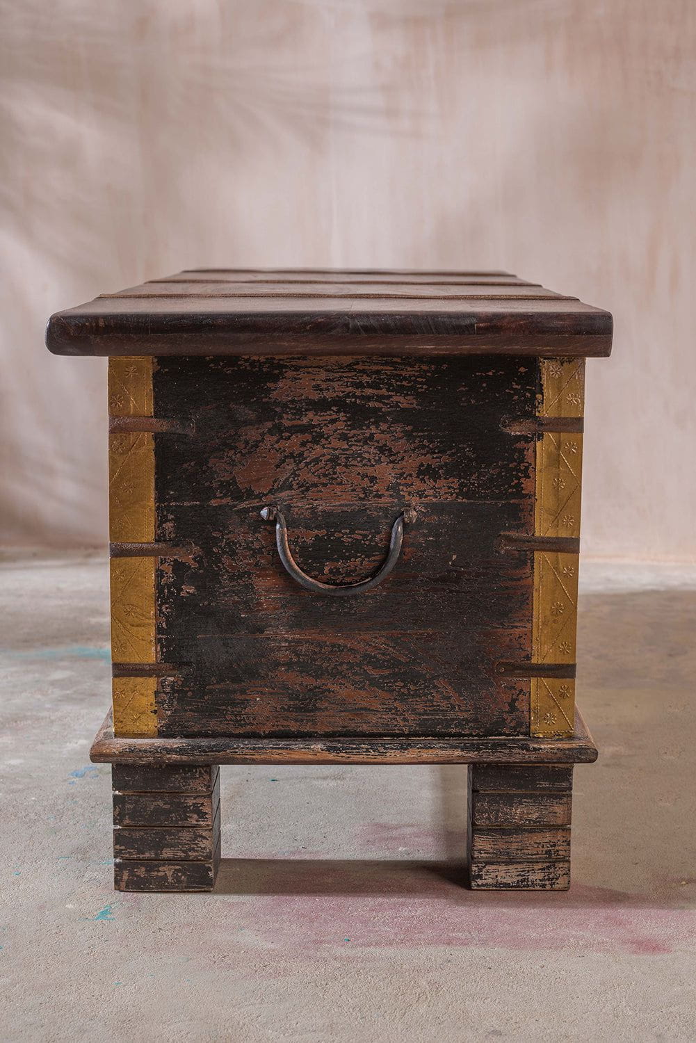 Ian Snow Ltd Cream Wooden Chest with Brass Trim