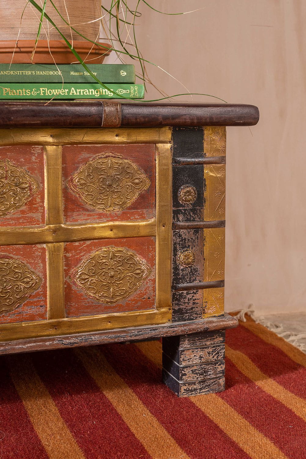 Ian Snow Ltd Cream Wooden Chest with Brass Trim
