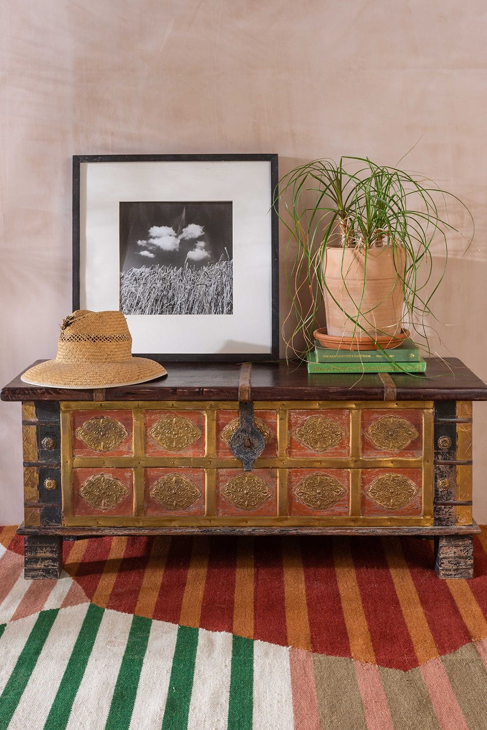 Ian Snow Ltd Cream Wooden Chest with Brass Trim