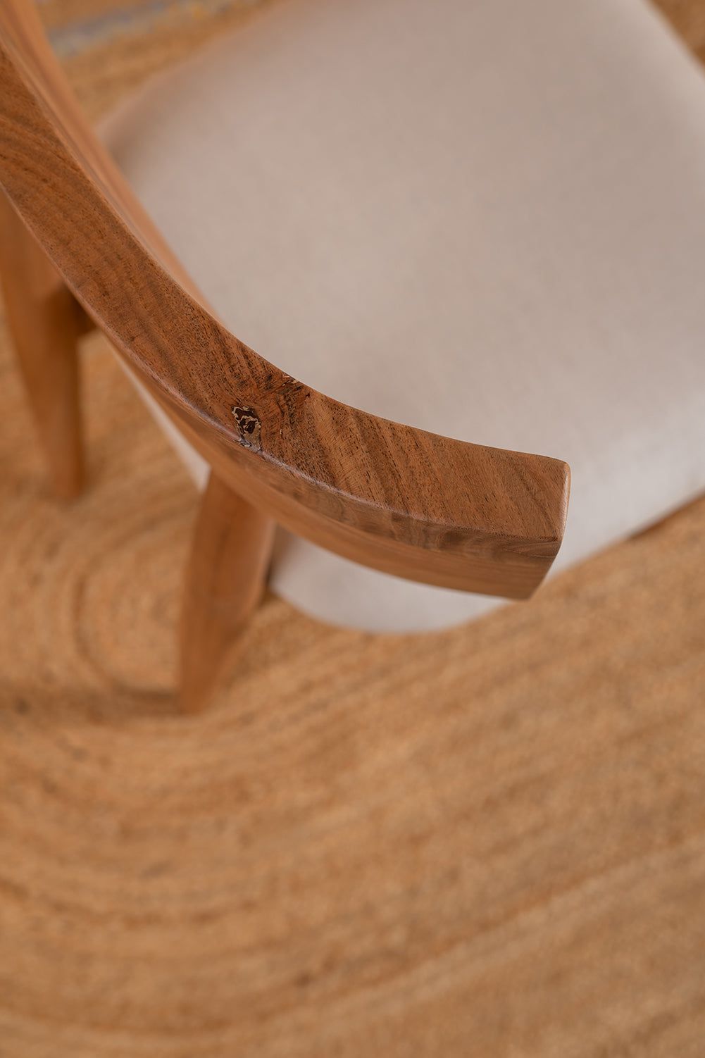 Ian Snow Ltd Cormac Acacia Wood Natural Finish Upholstered Dining Chair