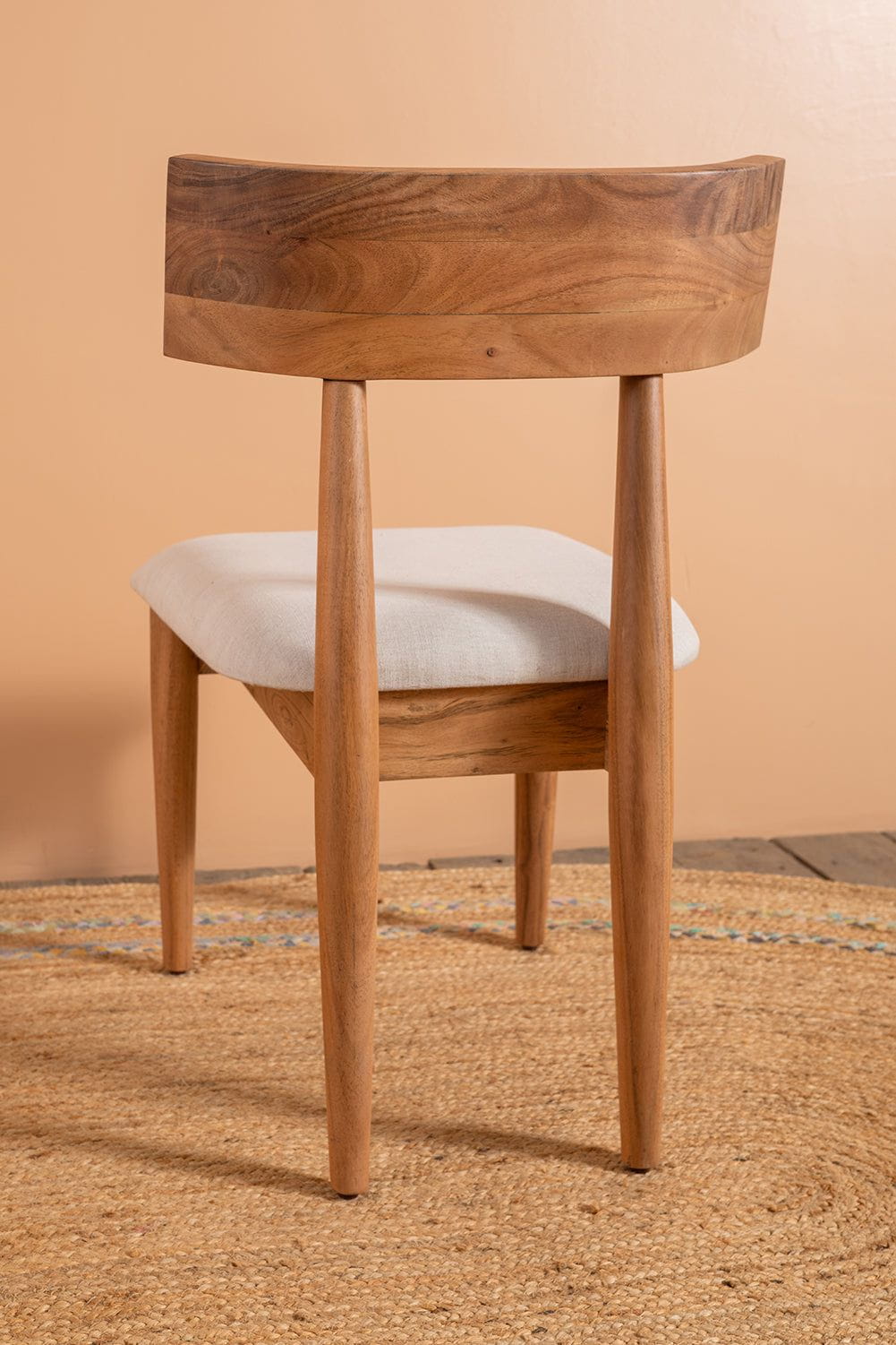 Ian Snow Ltd Cormac Acacia Wood Natural Finish Upholstered Dining Chair