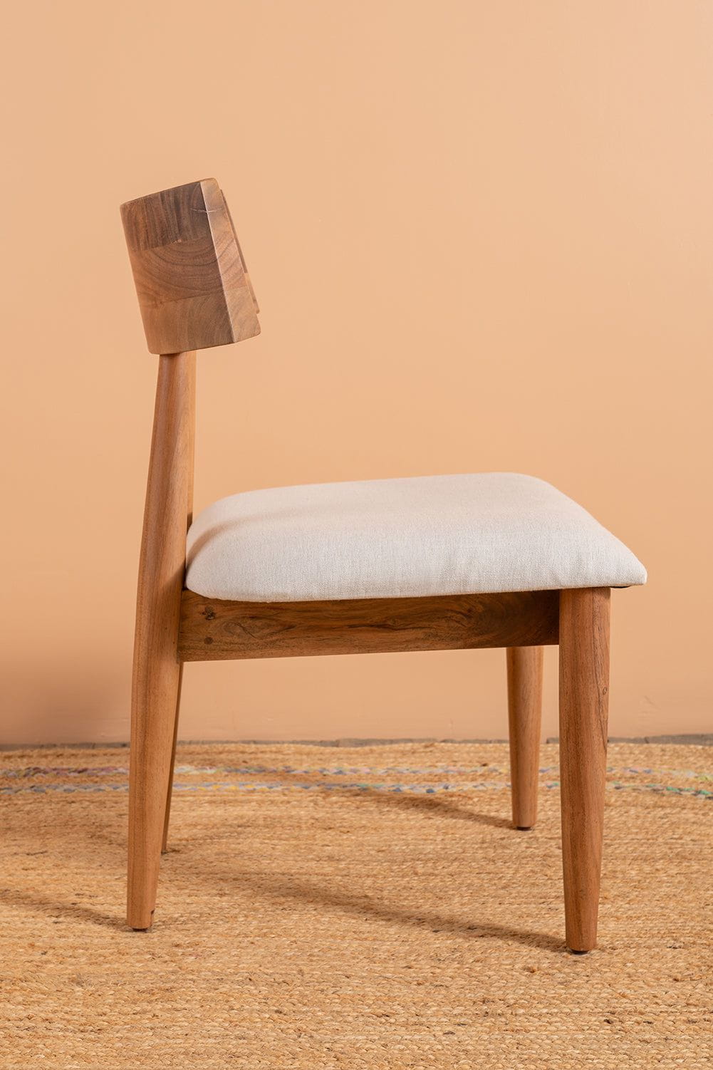 Ian Snow Ltd Cormac Acacia Wood Natural Finish Upholstered Dining Chair