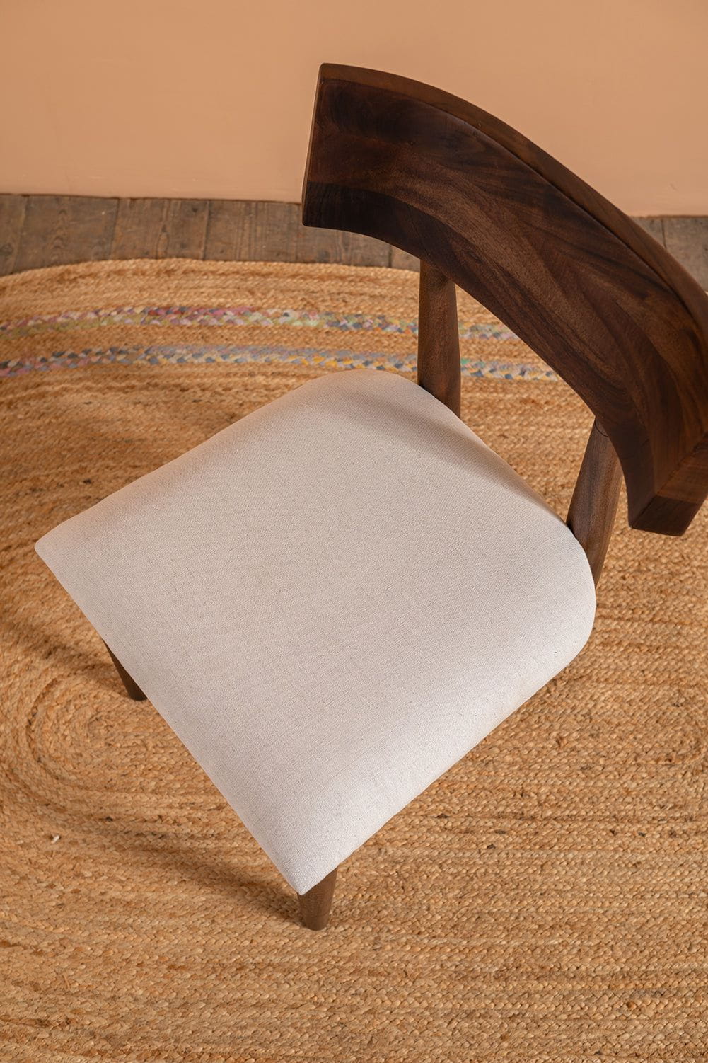 Ian Snow Ltd Cormac Acacia Wood Vinegar Finish Upholstered Dining Chair
