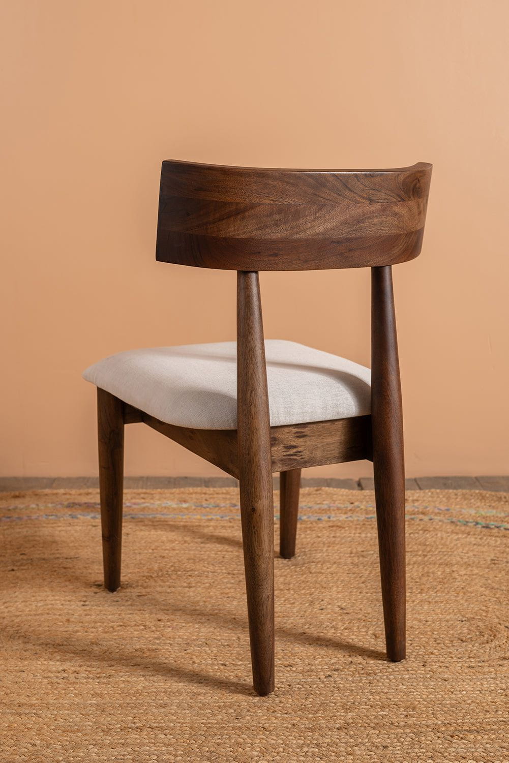 Ian Snow Ltd Cormac Acacia Wood Vinegar Finish Upholstered Dining Chair