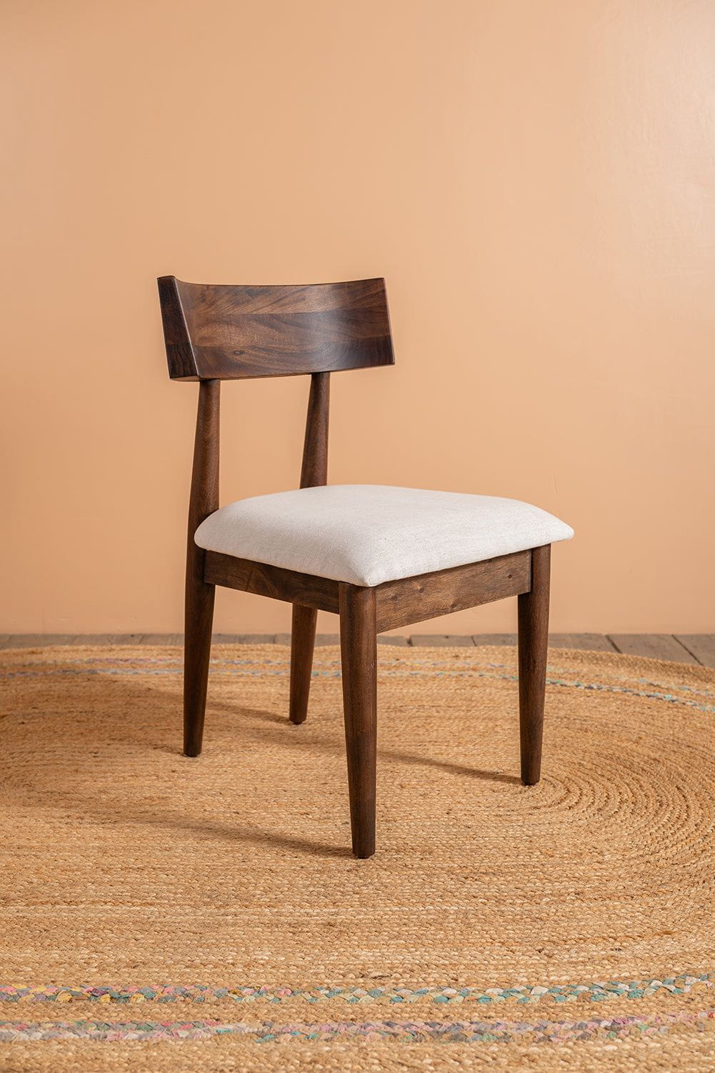 Ian Snow Ltd Cormac Acacia Wood Vinegar Finish Upholstered Dining Chair