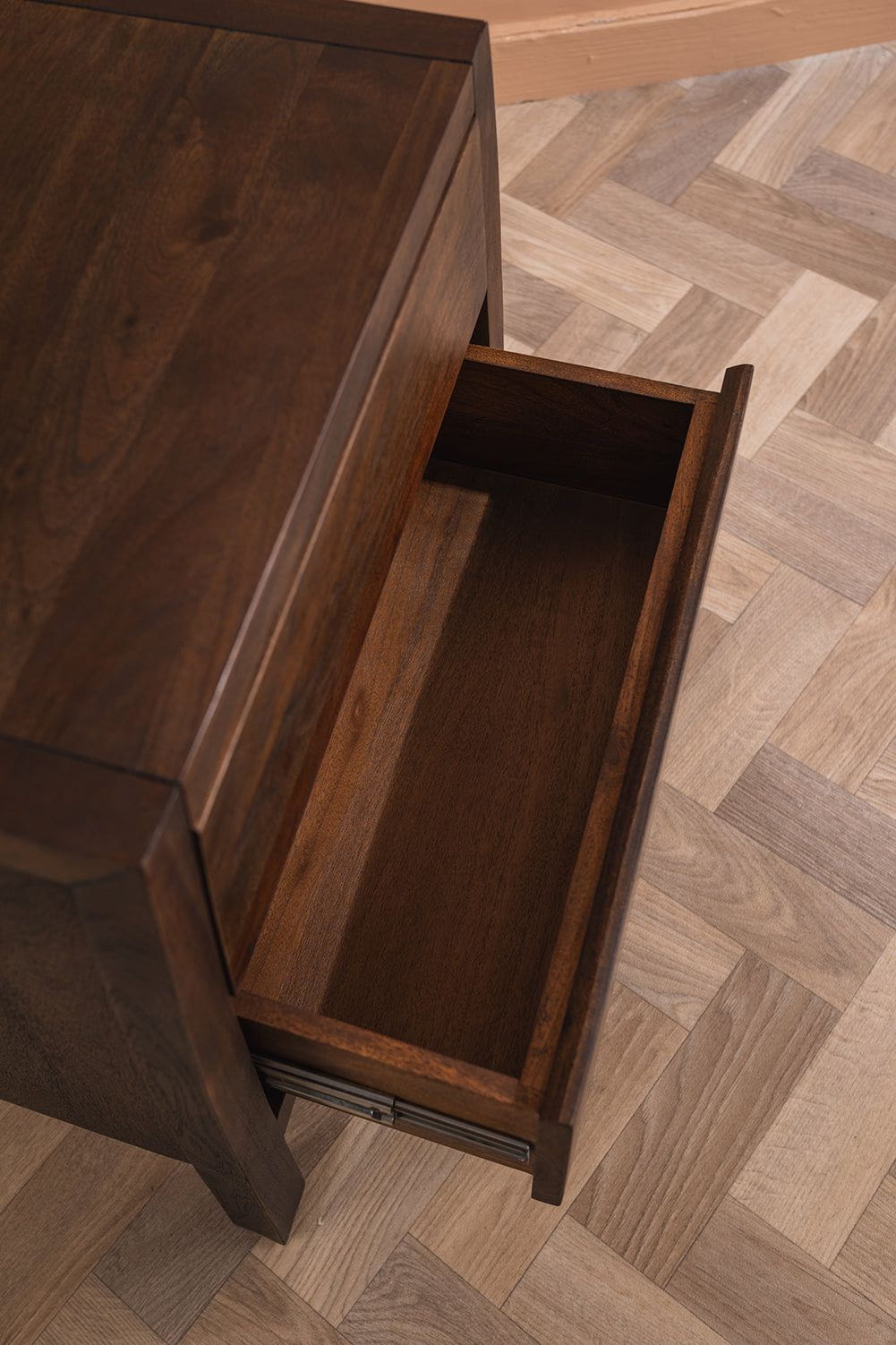 Ian Snow Ltd Ellroy Acacia Wood Drift Finish Bedside Table
