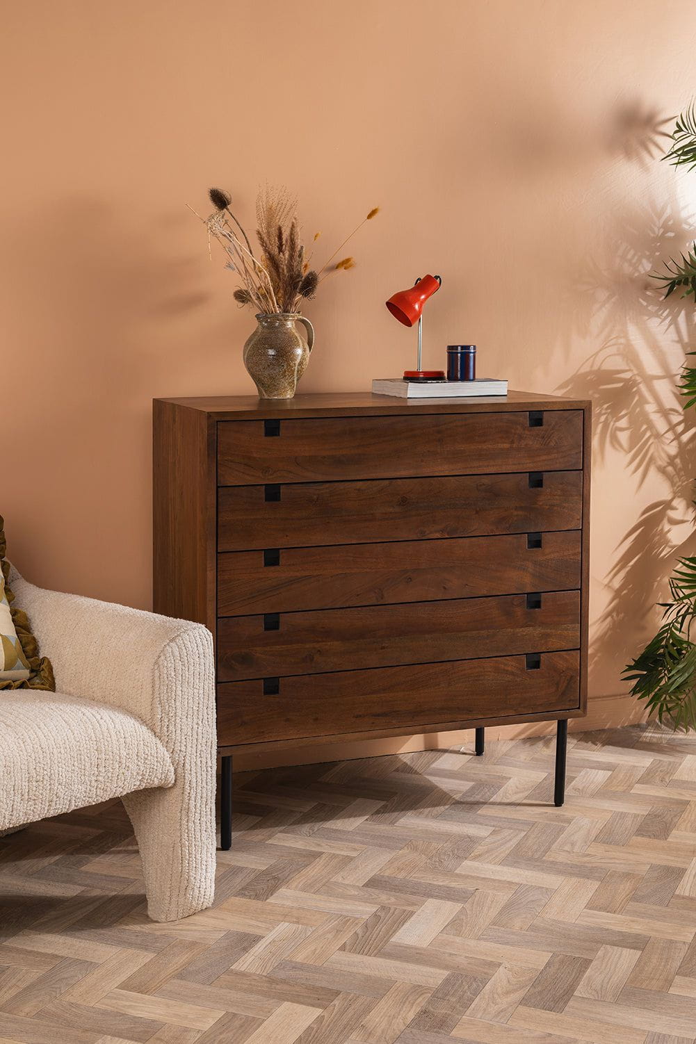 Ian Snow Ltd Conrad Acacia Wood Umber Finish Chest of Drawers