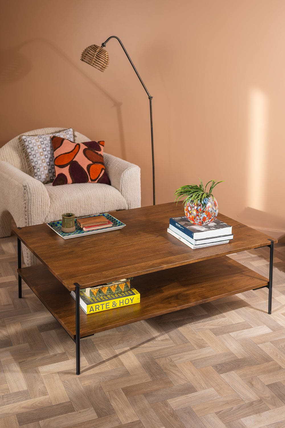 Ian Snow Ltd Conrad Acacia Wood Umber Finish Coffee Table