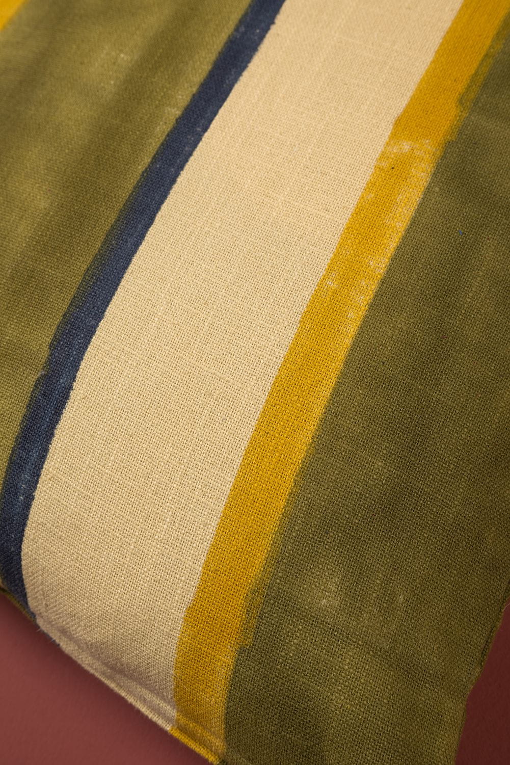 Ian Snow Ltd Hunter Green Stripe Block Print Cushion Cover