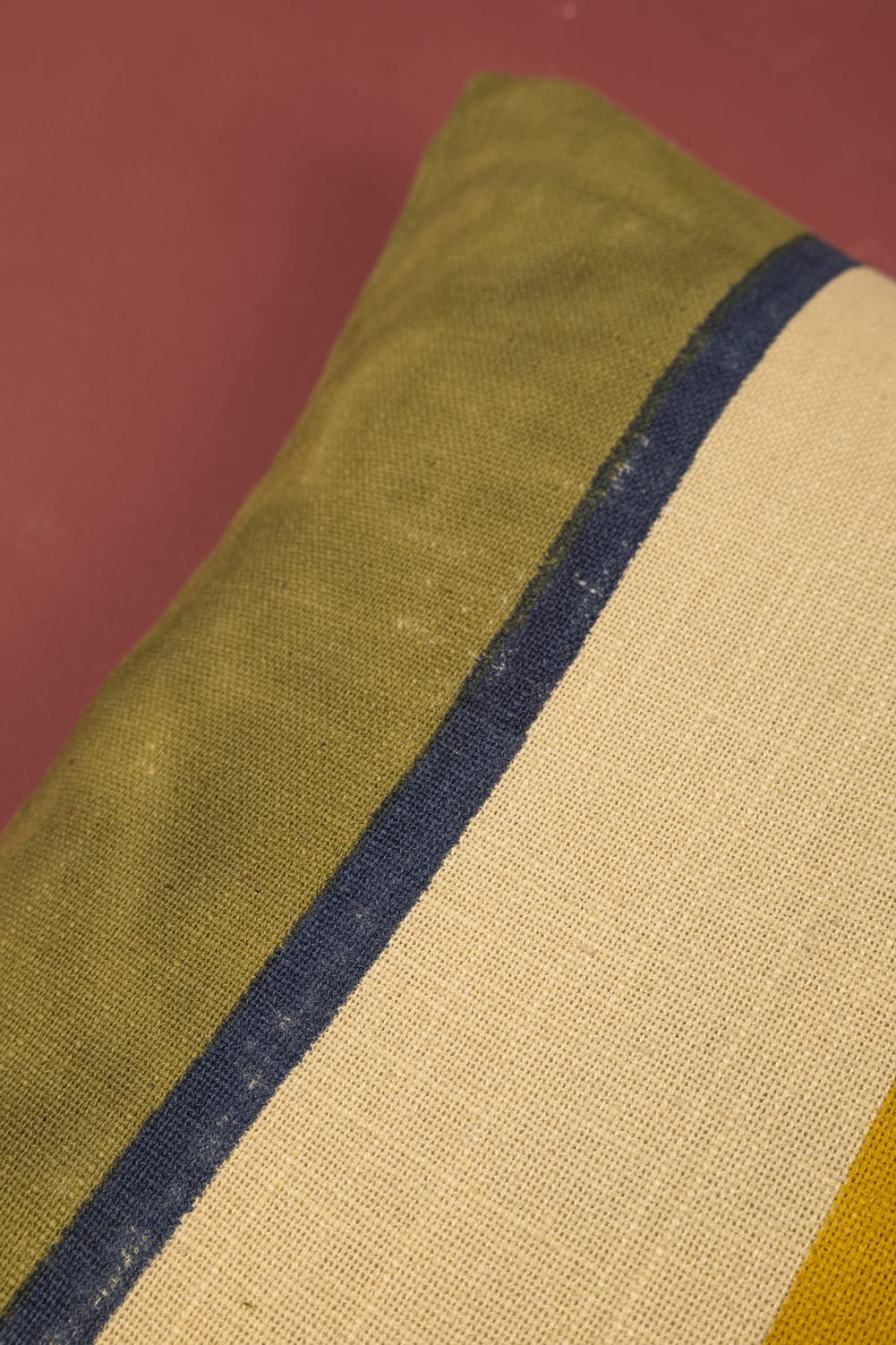 Ian Snow Ltd Hunter Green Stripe Block Print Cushion Cover