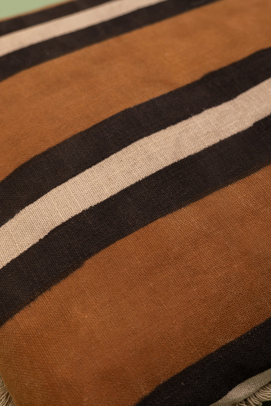 Ian Snow Ltd Whiskey Brown Stripe Block Print Cushion Cover