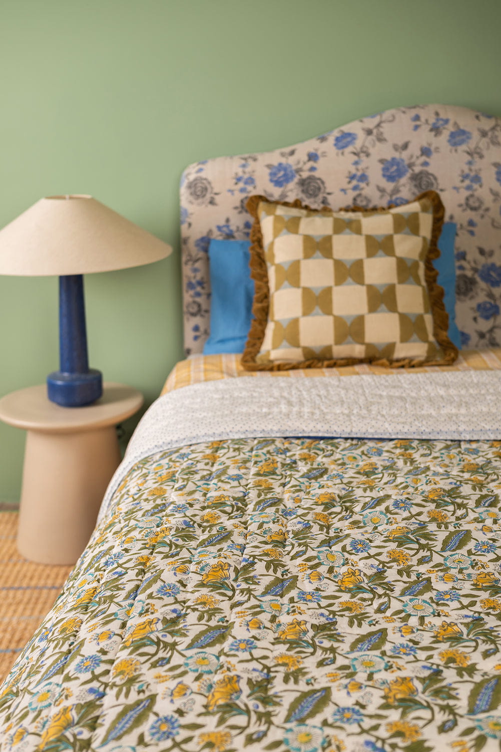 Ian Snow Ltd Lillian Hand Block Print Cotton Quilt