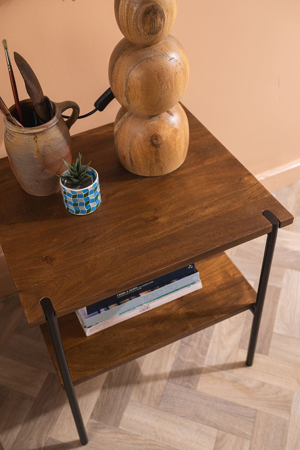 Ian Snow Ltd Conrad Acacia Wood Umber Finish Side Table