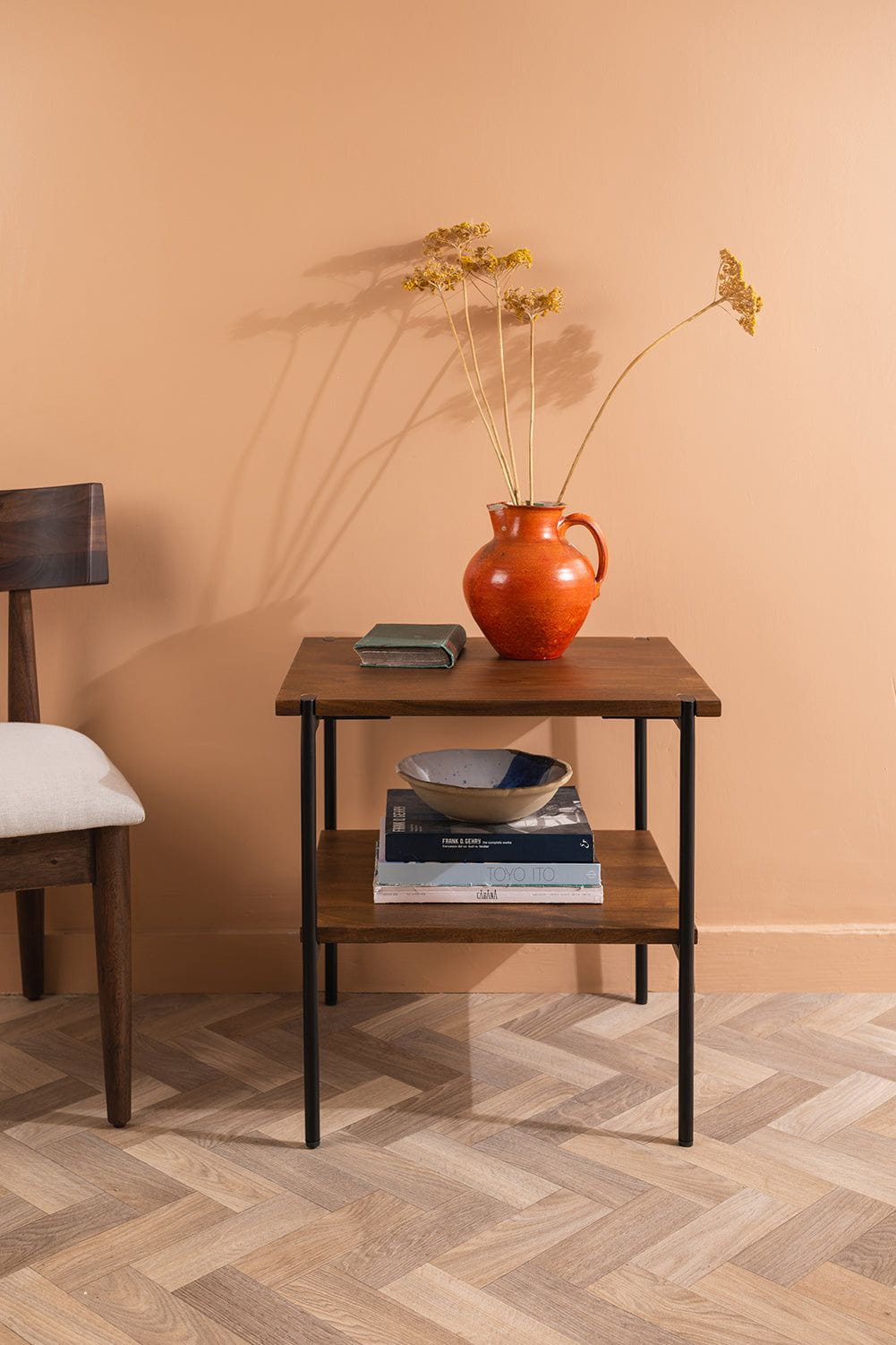 Ian Snow Ltd Conrad Acacia Wood Umber Finish Side Table