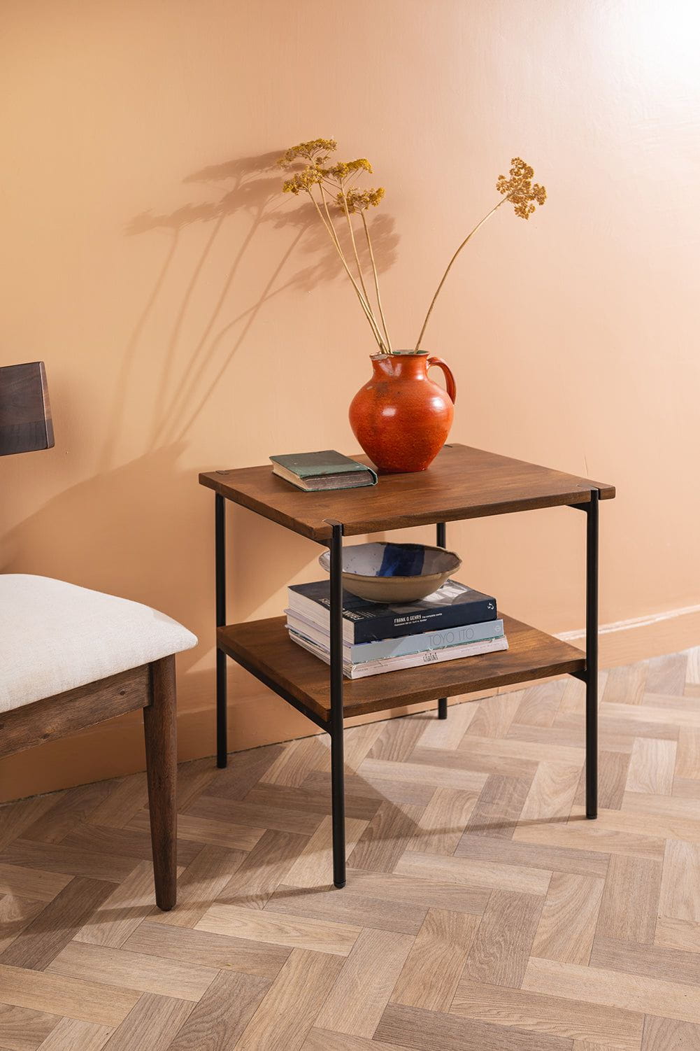 Ian Snow Ltd Conrad Acacia Wood Umber Finish Side Table