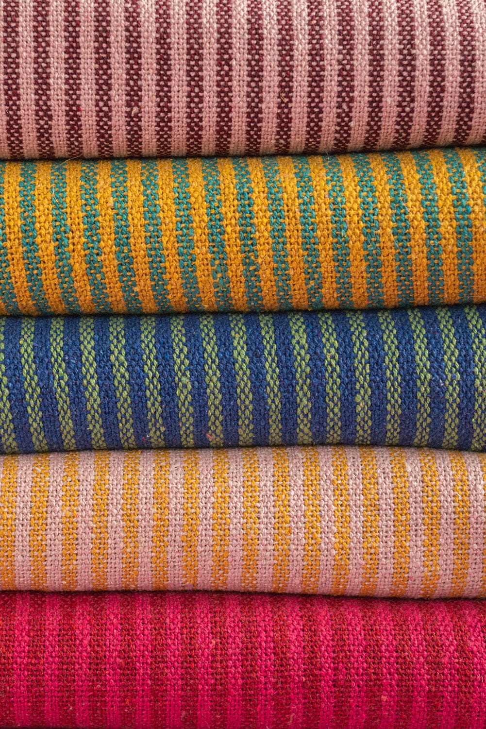 Ian Snow Ltd Green & Blue 100% Recycled Cotton Striped Throw