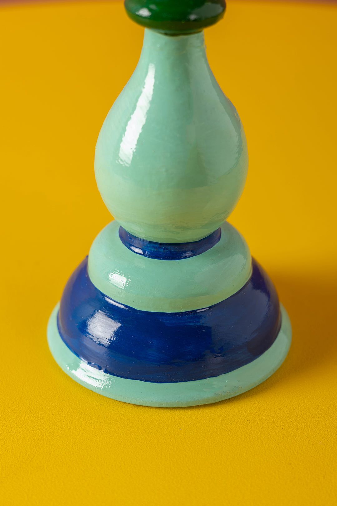 MYAKKA Blue & Green Hand Painted Wooden Candle Holder