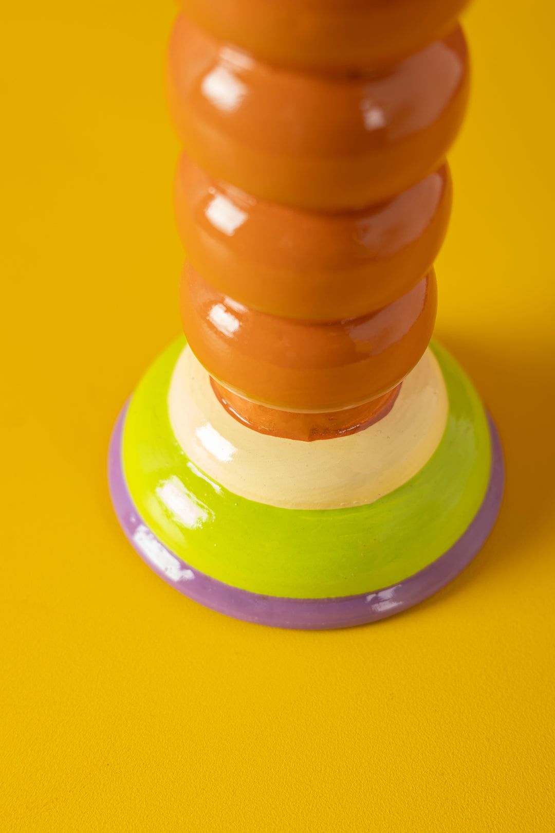 MYAKKA Orange & Green Hand Painted Wooden Candle Holder