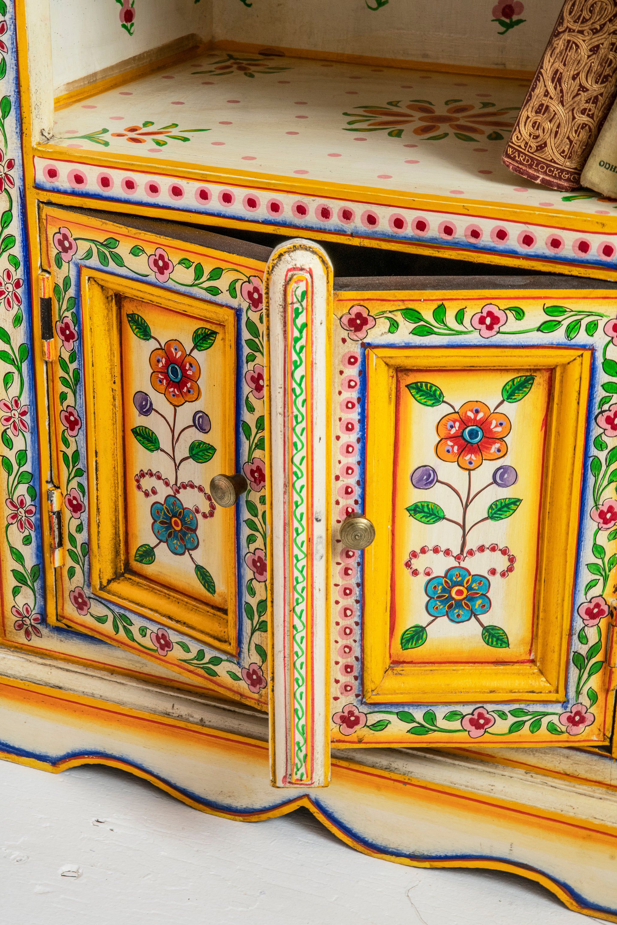 Ian Snow Ltd Cream & Yellow Hand Painted Bedside Table