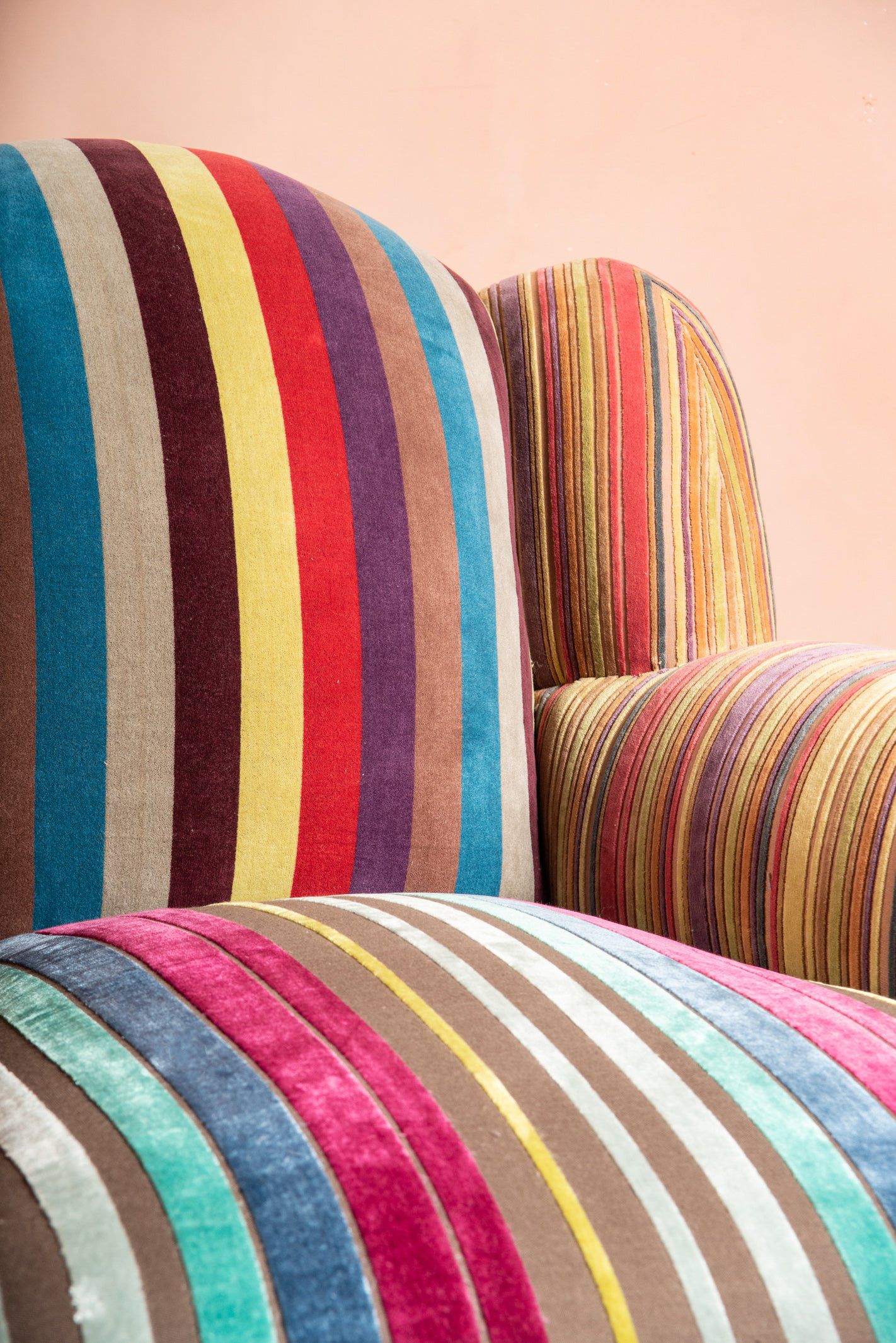 Ian Snow Ltd Fandango Striped Velvet Armchair