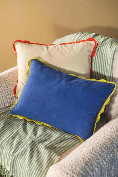 Rectangular Block Colour Cotton Cushion Cover