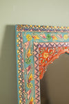 Highly Decorative Arched Wooden Mirror with Mehandi Work