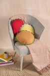 Round Block Colour Cotton Cushion Cover