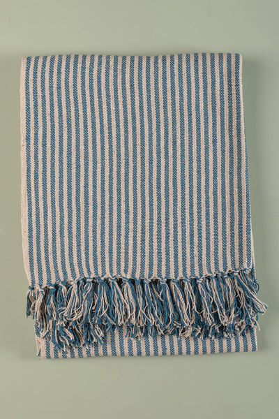 Blue Stripe Recycled Cotton Throw