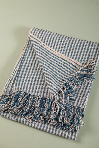 Blue Stripe Recycled Cotton Throw