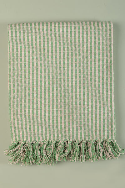 Green Stripe Recycled Cotton Throw