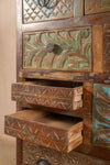 Vintage Carved & Coloured Drawer Unit