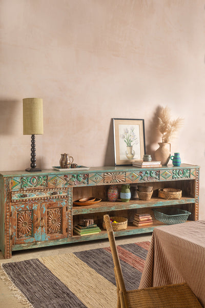 Vintage Carved & Coloured Sideboard