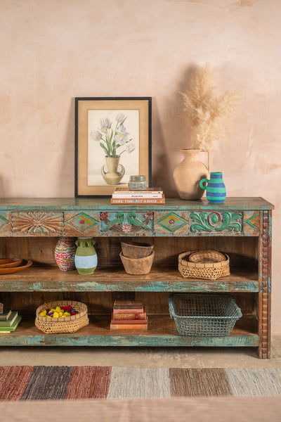 Vintage Carved & Coloured Sideboard