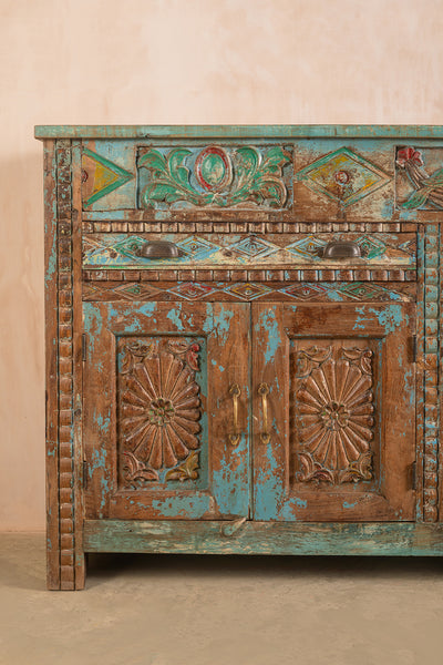 Vintage Carved & Coloured Sideboard