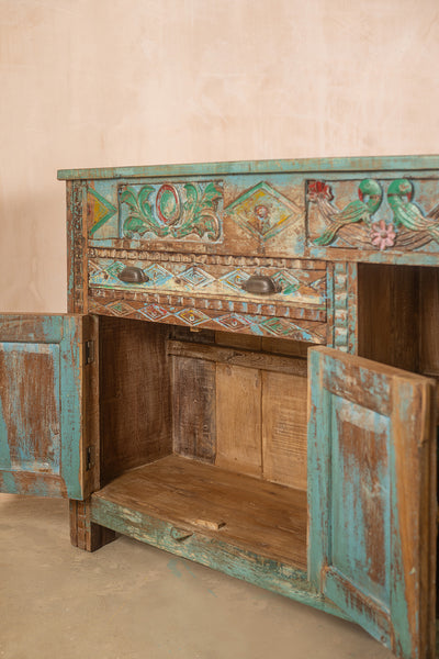 Vintage Carved & Coloured Sideboard