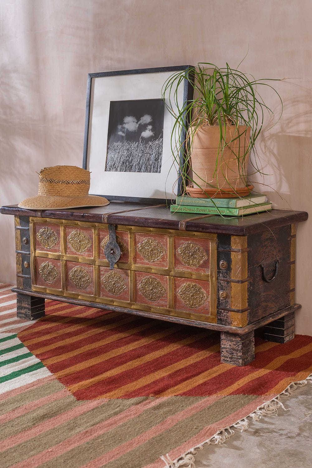 Ian Snow Ltd Cream Wooden Chest with Brass Trim