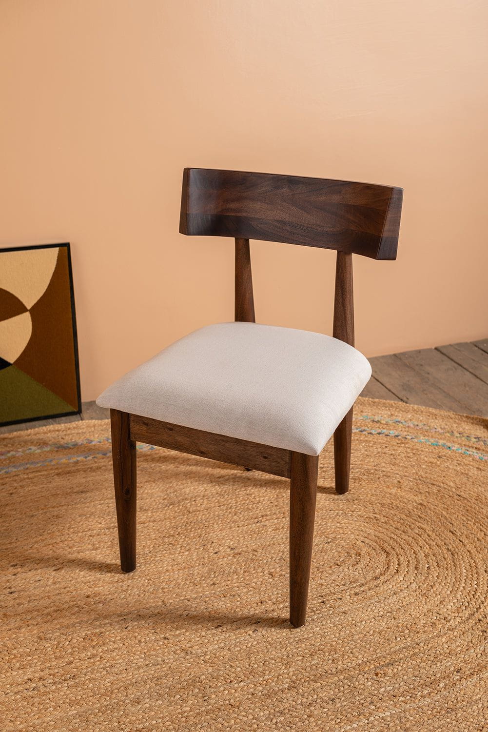 Ian Snow Ltd Cormac Acacia Wood Vinegar Finish Upholstered Dining Chair