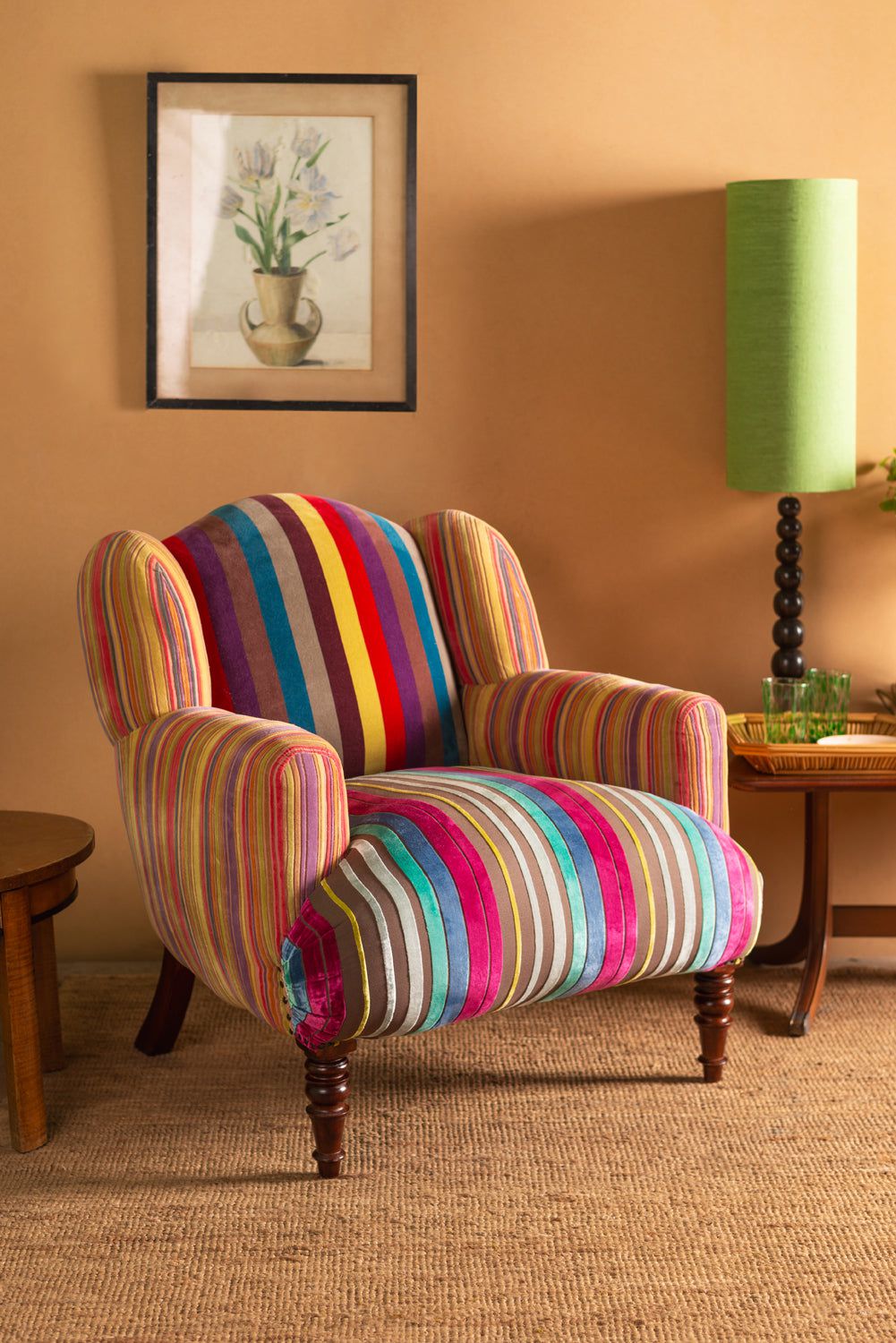 Ian Snow Ltd Fandango Striped Velvet Armchair