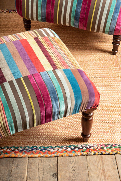 Ian Snow Ltd Fandango Striped Velvet Armchair & Footstool Bundle