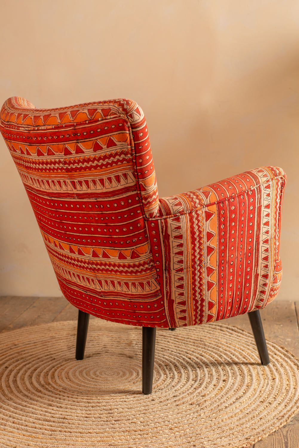 Red sale patterned armchair