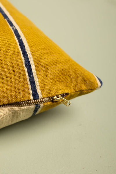 Ian Snow Ltd Mustard Stripe Block Print Cushion Cover