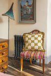 Ian Snow Ltd Ochre & Natural Check Block Print Cushion Cover